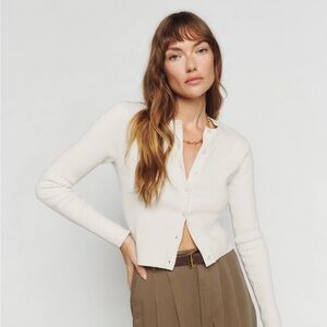 Reformation Joanne Cotton Cardigan | Fior de Latte | Size S